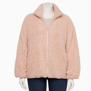 Nine West Pink Fuzzy Teddy Coat